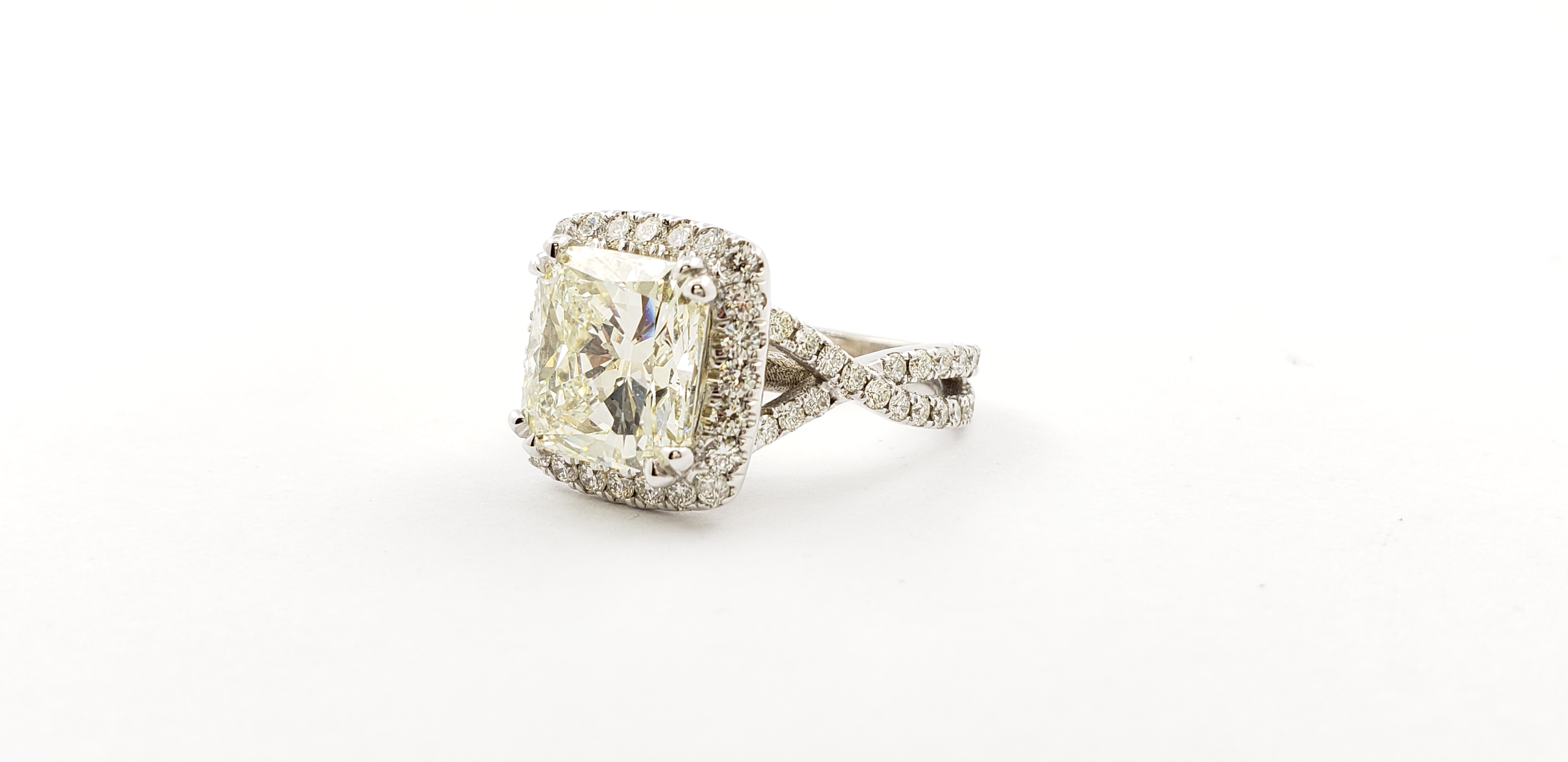 Square Radiant Diamond Ring with Split shank